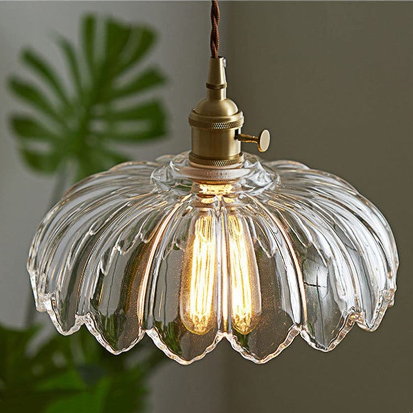 Vintage Coloured Glass Flower Pendant Lamp
