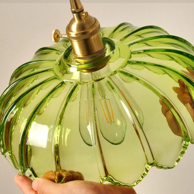 Vintage Coloured Glass Flower Pendant Lamp