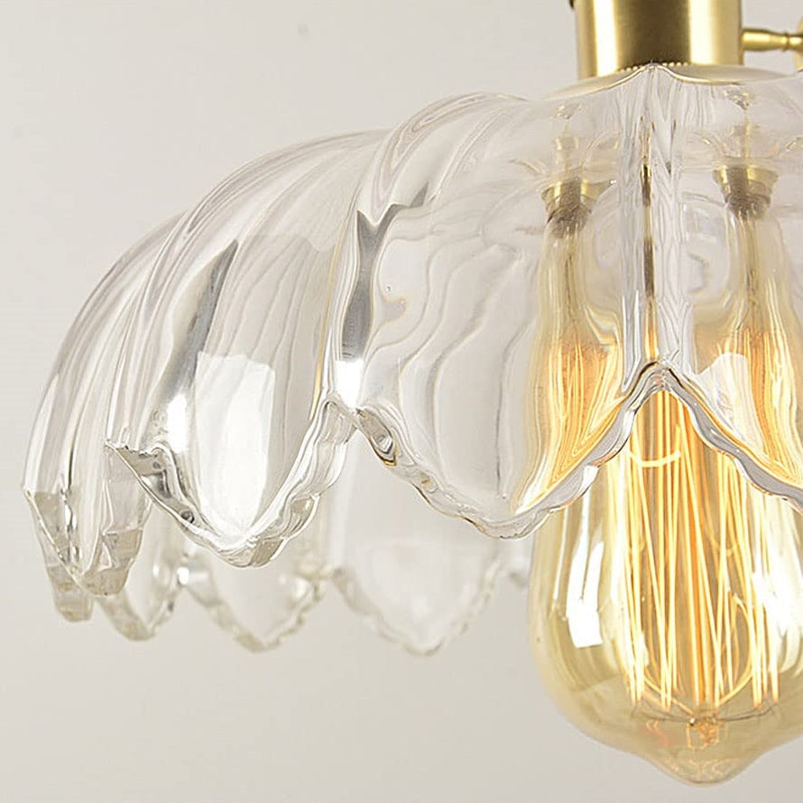 Vintage Coloured Glass Flower Pendant Lamp