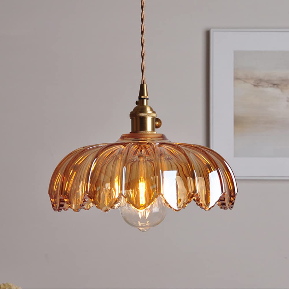 Vintage Coloured Glass Flower Pendant Lamp