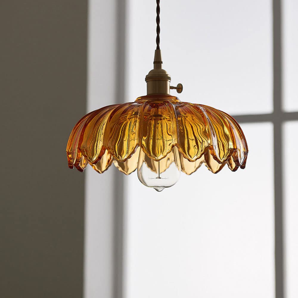Vintage Coloured Glass Flower Pendant Lamp