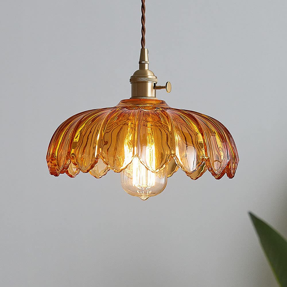 Vintage Coloured Glass Flower Pendant Lamp